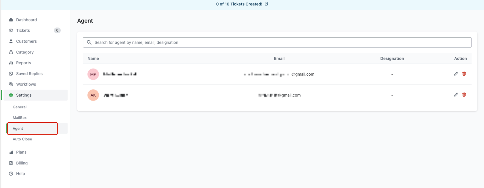 Accessing Agent Settings