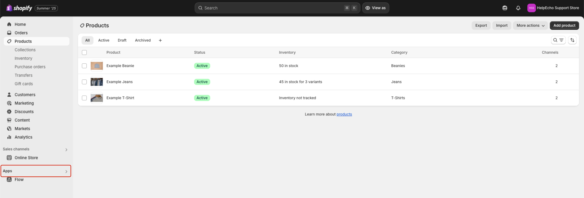 Access the Apps Section