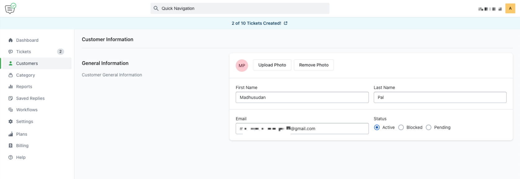 Edit Customer Info and Profile