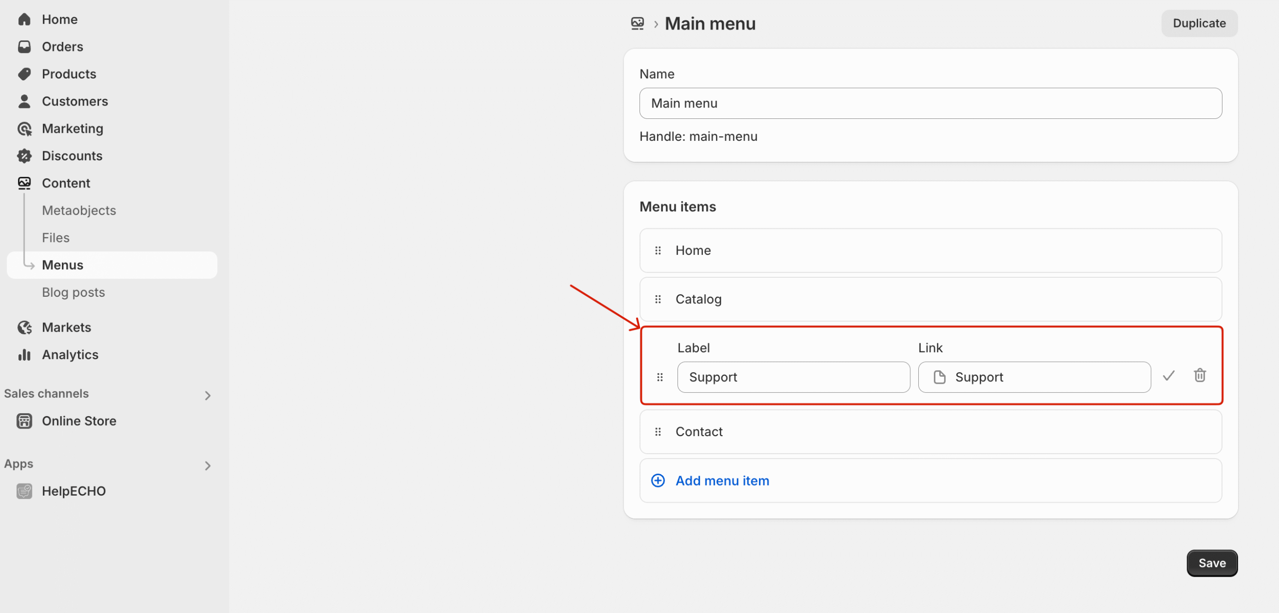 Add the Page to Main Menu