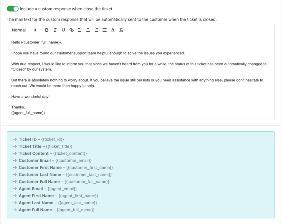 Custom Email Response