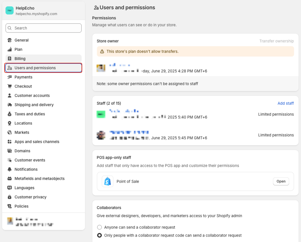 Users and Permissions