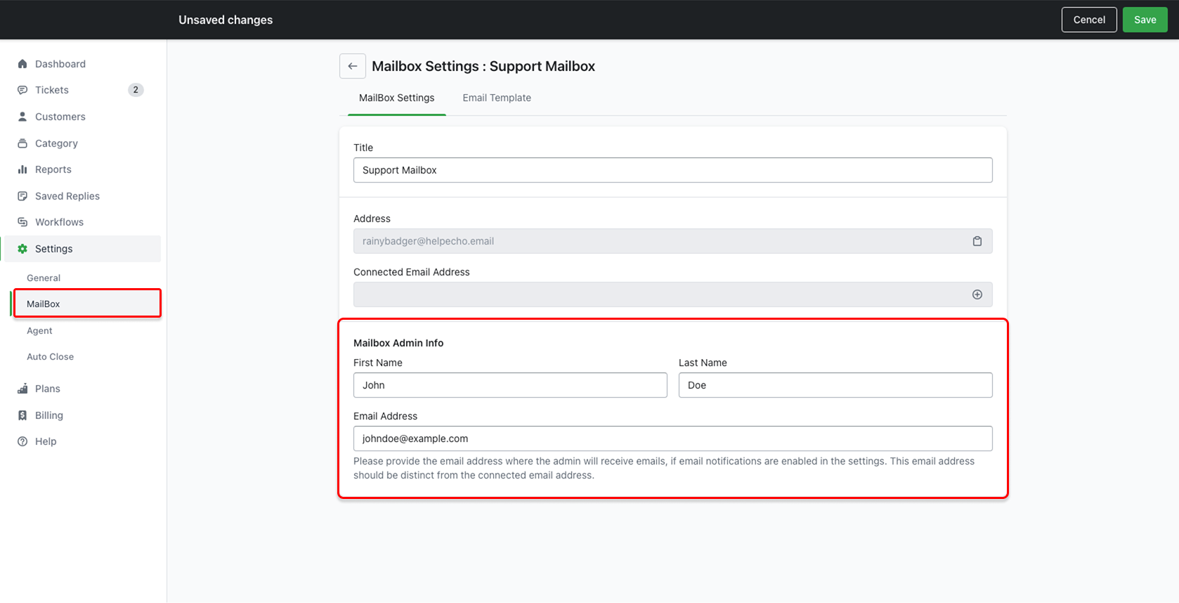 Mailbox Admin Info